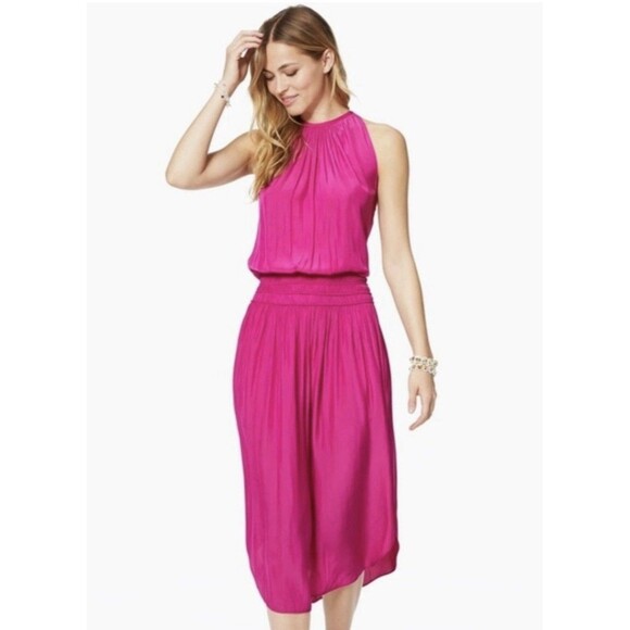 Ramy Brook Dresses & Skirts - Ramy Brook New York Audrey Smocked MidiDress Women’s XS Satin Pink Orig $425 EUC